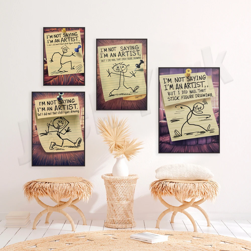 Stick Figure Poster, I Didn't Say I'm an Artist, Whimsical Art Print, Stick Figure Humor Art, Home Decor Wall Art, Artist Gifts