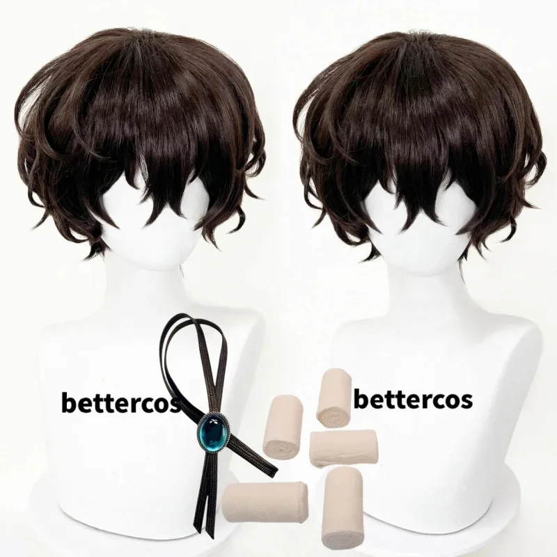 

Dazai Osamu Косплей Парик Аниме Косплей Высокое Качество Короткие Коричневые Термостойкие Парики Из Синтетических Волос + Кепка Для Парика