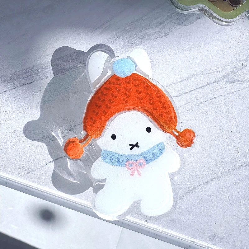 Miffy Airbag Phone Holder Portable 360° Adjustable for IPhone Samsung with Adhesive Stick-On Design Cute Cartoon Red Hood Rabbit