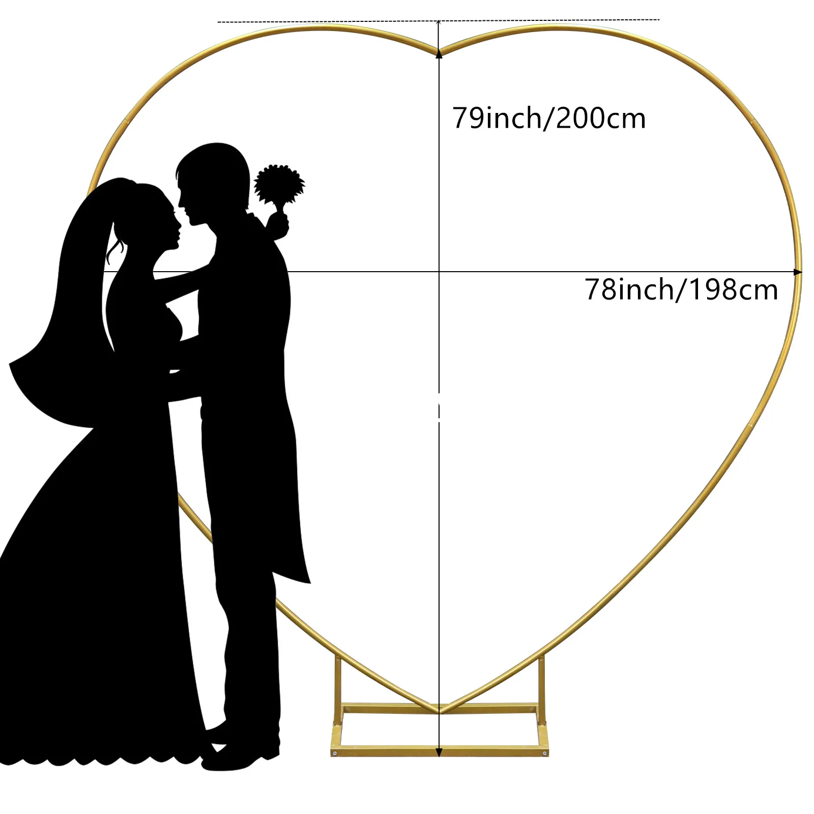 Coração Forma Casamento Arcos para Cerimônia, 6.7ft Gold Arch Backdrop Stand,Metal Balão Arco Frame com Base