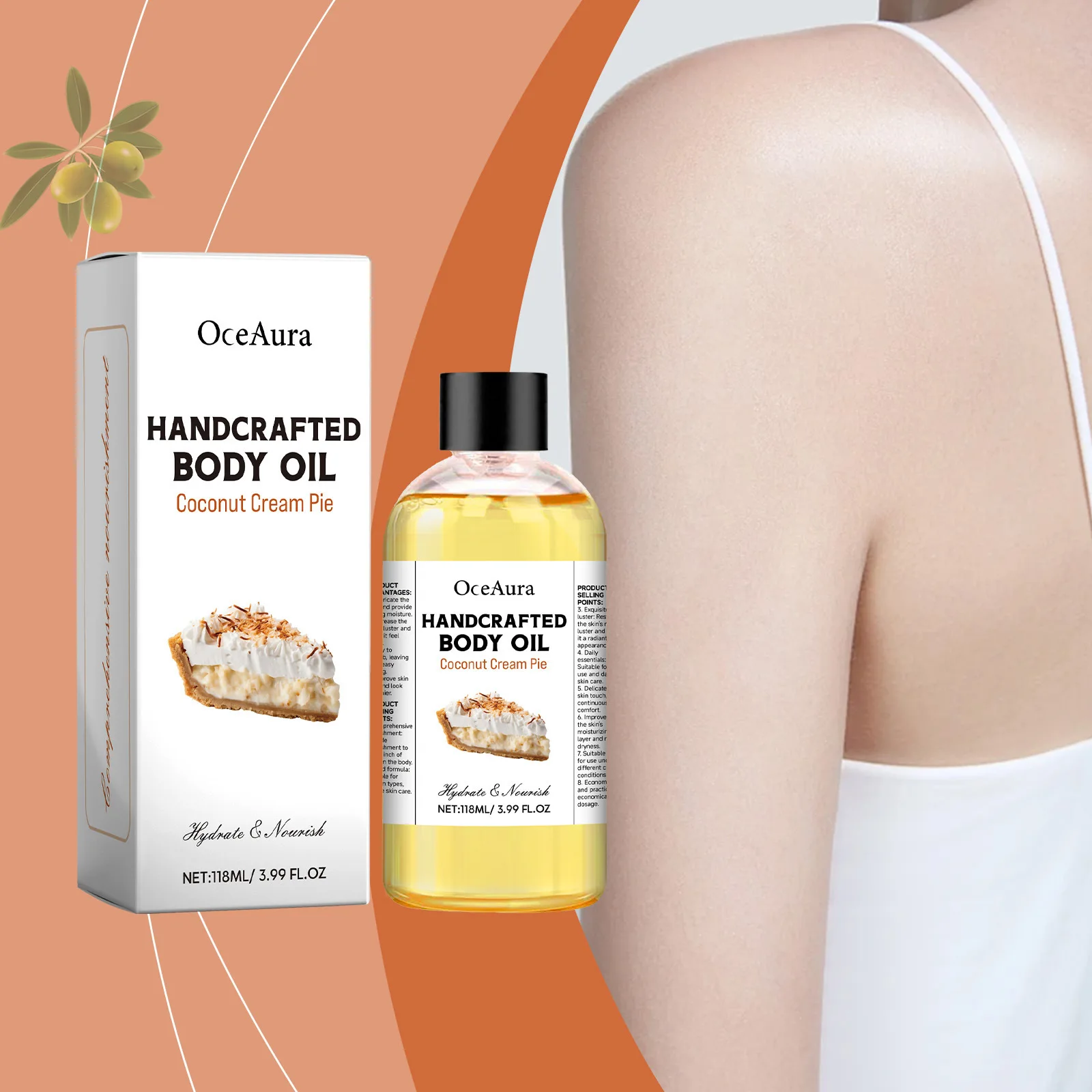 

OCEAURA Coconut Cream Body Oil Improve Dullness Relieve Dryness Relieve Roughness Brighten Epidermis Firm Skin Body Soothing Oil