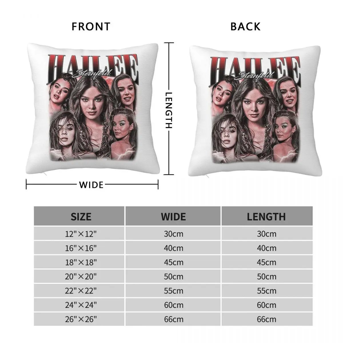 Hailee Steinfeld Actor Vintage Square Pillowcase Polyester Linen Velvet Creative Decorative Throw Pillow Case Sofa Seater Cover