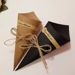 20Pcs Kraft Paper Confetti Cones Holder Stand Box Flower Tray Rustic Cones Holder Favour Boxes Wedding Birthday Party Decoration