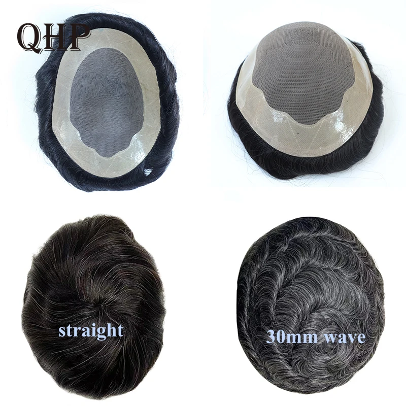 Men Toupee Fine Mono Npu Men's Wig Durable Capillary Prosthesis 6inch Handmade Male Wigs Indian Human Hair Replacement System