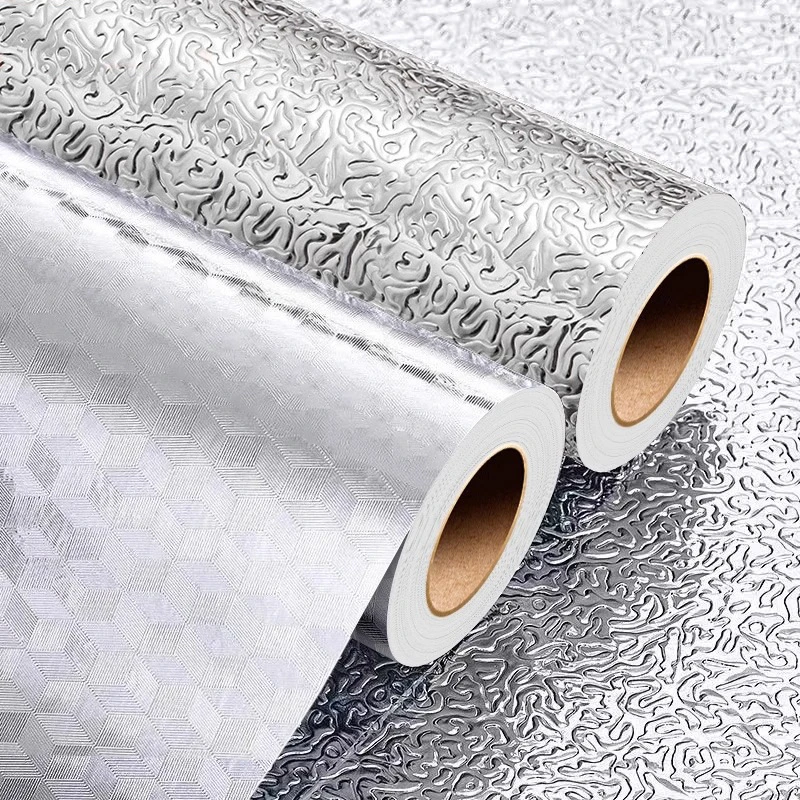Kitchen Oil-Proof Stickers Cabinet Waterproof And Moisture-Proof Self-Adhesive Wallpaper High Temperature Aluminum Foil Paper