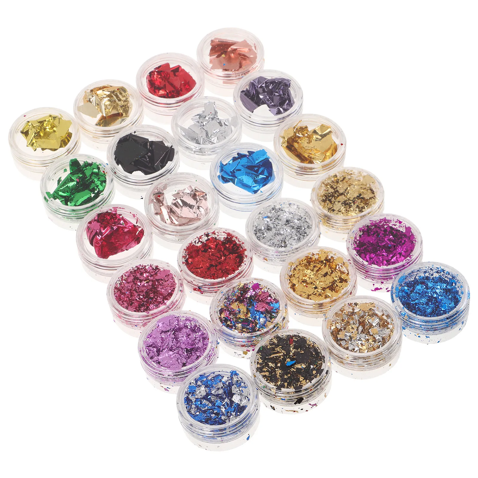 48Pcs Metallic Nail Foil Flakes Gold Silver Shiny Irregular Holographic Glitter for DIY Nail Art Decoration Party Supplies Women