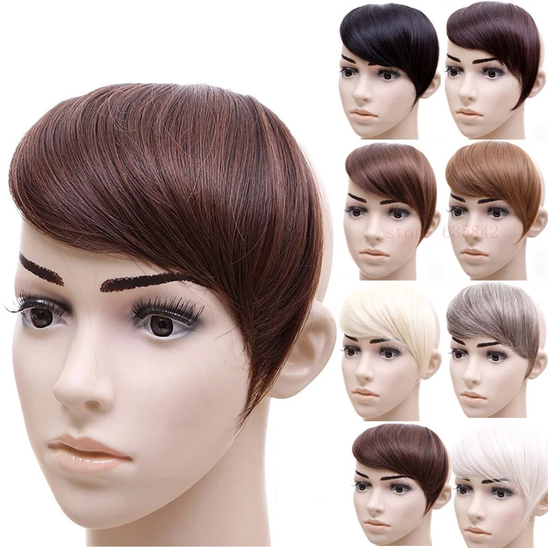 

Синтетическая челка на 2 заколках, накладная, натуральная, черная/коричневая, асимметричная, с градиентом