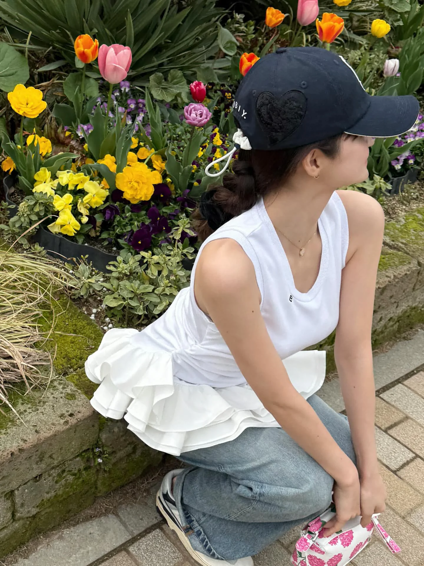 Summer Women Sleeveless Top Original Design Japanese Style Patchwork Lotus Leaf Crew Neck Tank Tops Pleated Casual Vest