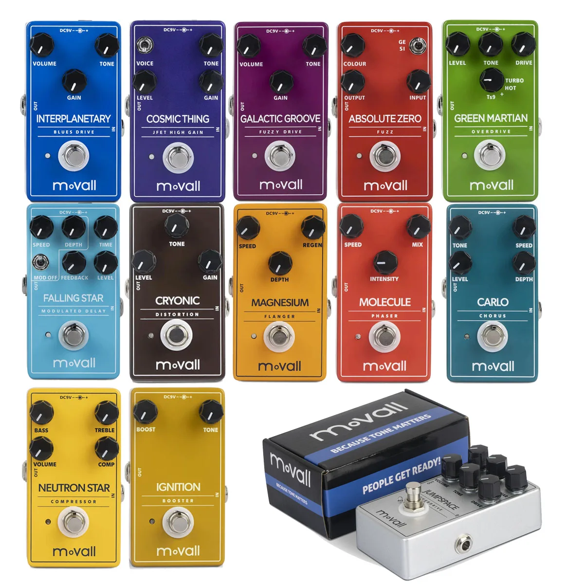Movall MP-100 to MP-112 Electric Guitar Effects Pedals – 13 SKUs: Boost, Chorus, Phaser, Delay, True Bypass, 9V DC, Lightweight
