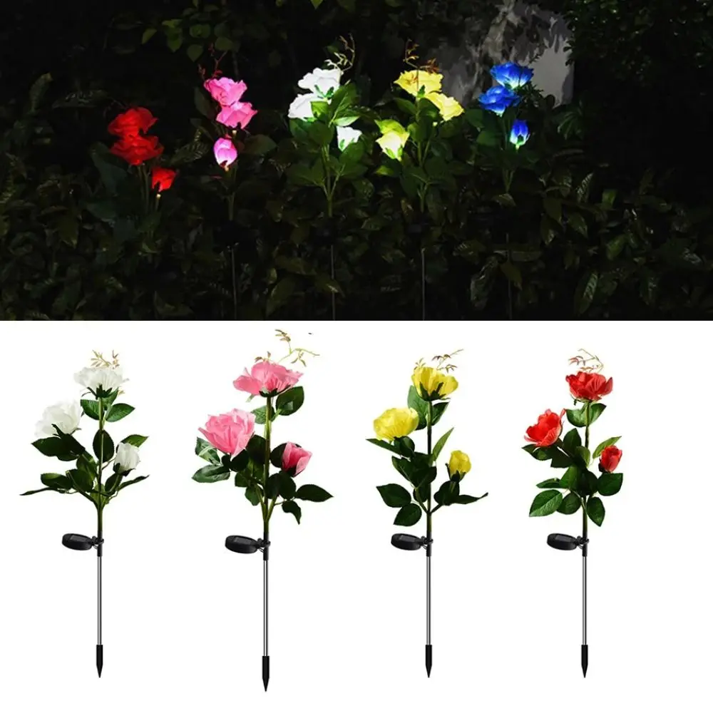 

Plug-in Rose LED Solar Light Waterproof Simulation Flower Outdoor Solar Garden Light Fairy Decoration Solar Flower Lamp Patio
