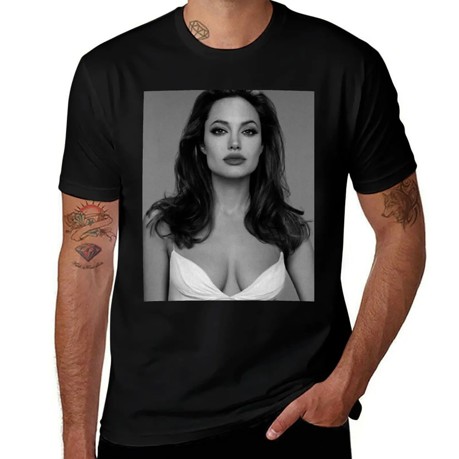 Angelina Jolie T-Shirt man clothes oversizeds funny t shirts for men