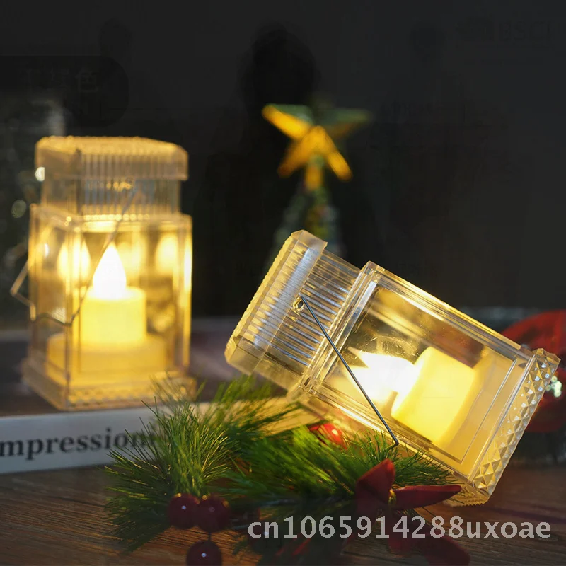 

LED Transparent Small Wind Lamp Satchel Luminous Night Light Smokeless Digital Candle for Holiday Decoration Ornament