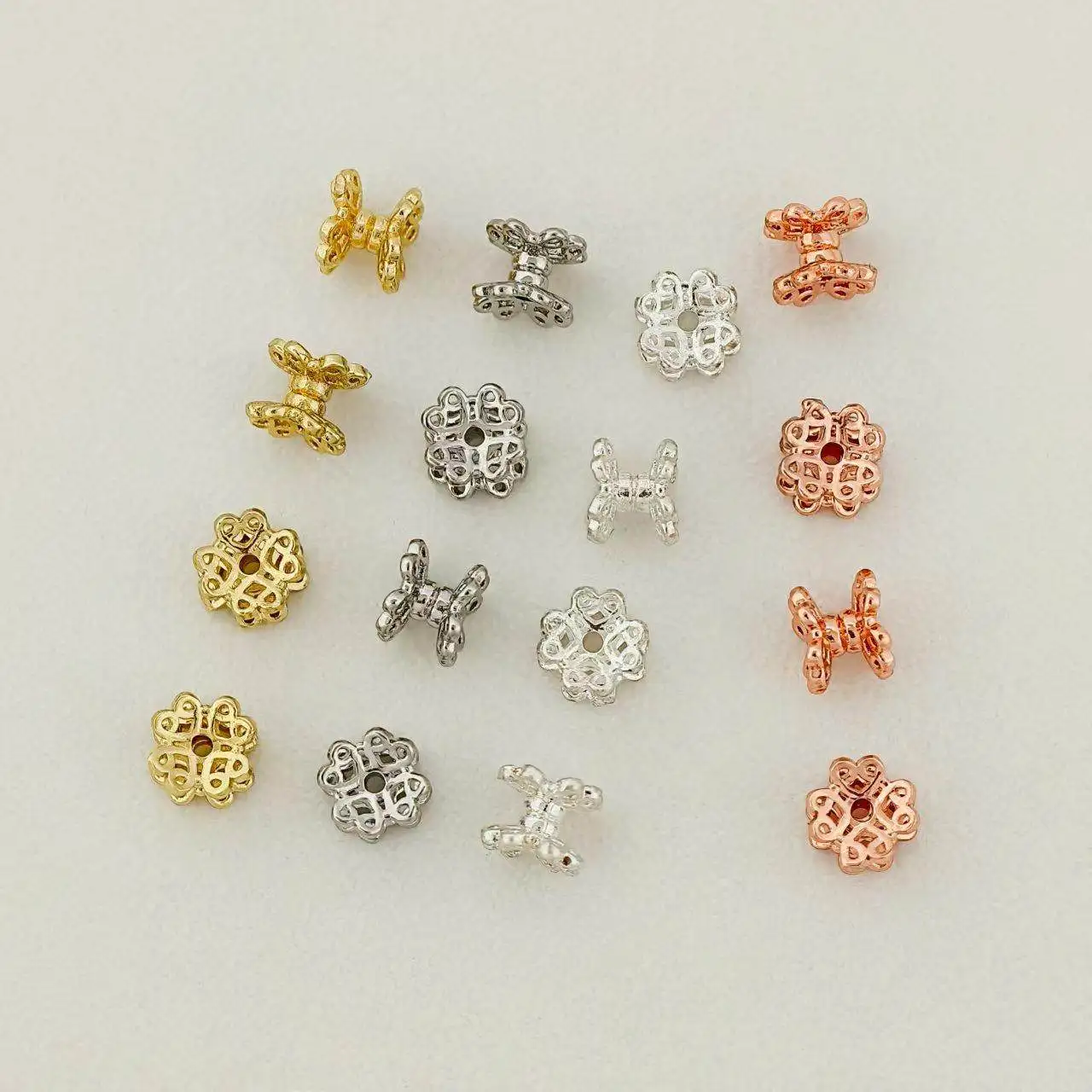 

3pc Copper Gold-plated Pearl Necklace Bracelet Spacer Beads Double-sided Tori Accessories DIY Jewelry Making Material Wholesale