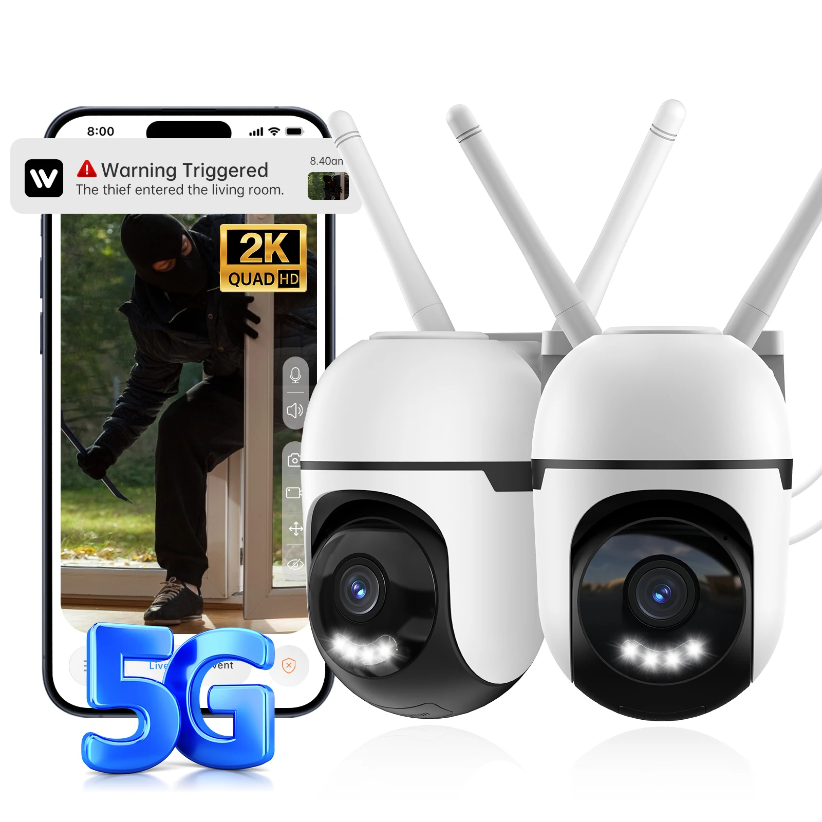 AI Security Camera 3MP Wireless Security Survillance PTZ Camera Wifi IP Outdoor  Zoom Cameras Human Tracking Two-way Audio  Cam