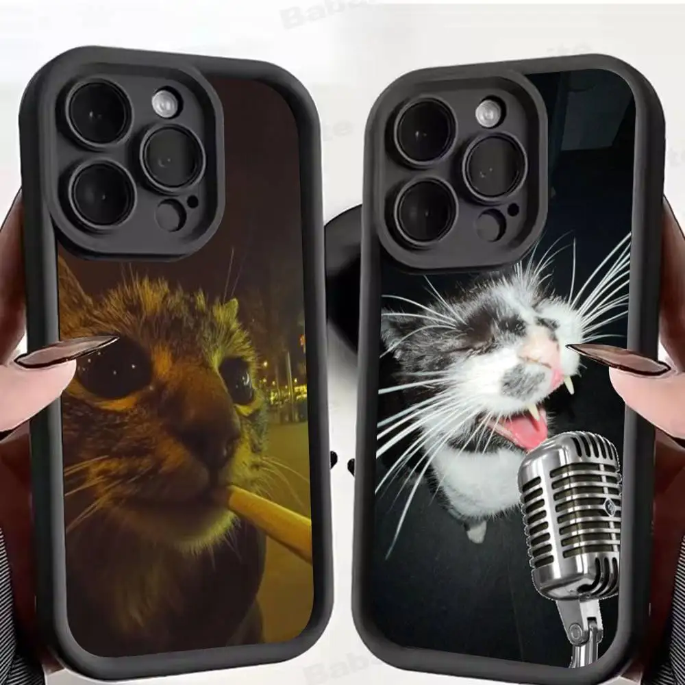 Cute Funny Cat Meme Phone Case For IPhone 16 15 14 Plus 13 12 11 17 Pro Max Pro Soft Cover