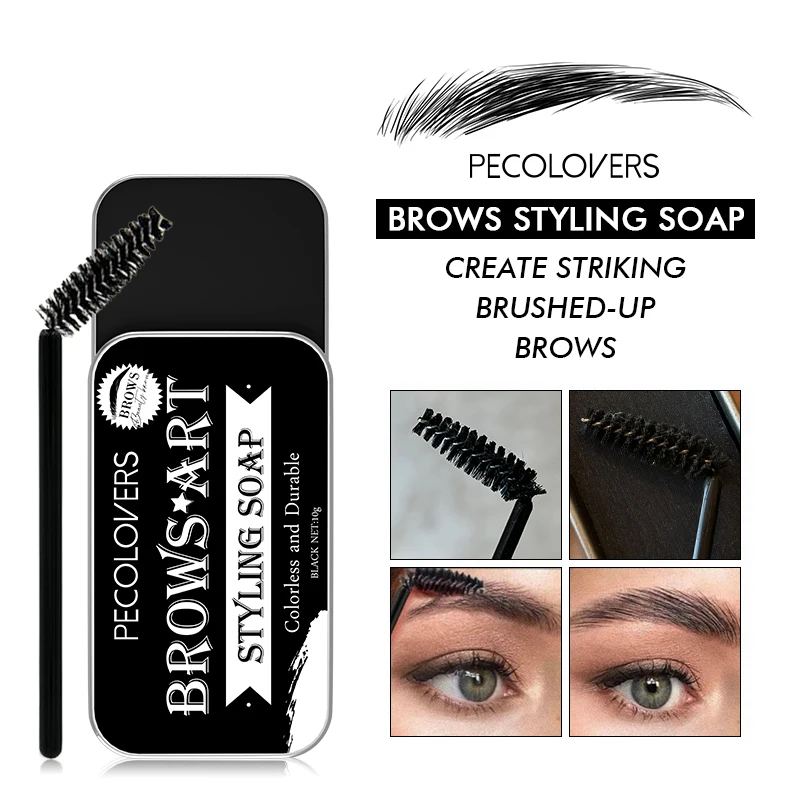 PECOLOVERS Eyebrow Gel Wax Brow Soap 6 Color Tint Eyebrow Enhancer Natural Makeup Soap Brow Sculpt Lift Make-up for Women