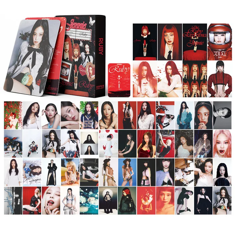 55pcs JENNIE 1ST Studio Album RUBYSupportLOMOCard Jin Zhenni's self-made photo cards