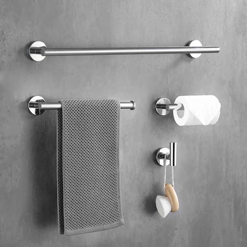 

Stainless Steel Bathroom Hardware Storage Rack Chrome Plated Towel Rack Toilet Paper Holder Towel Bar Hook Bathroom Accessories
