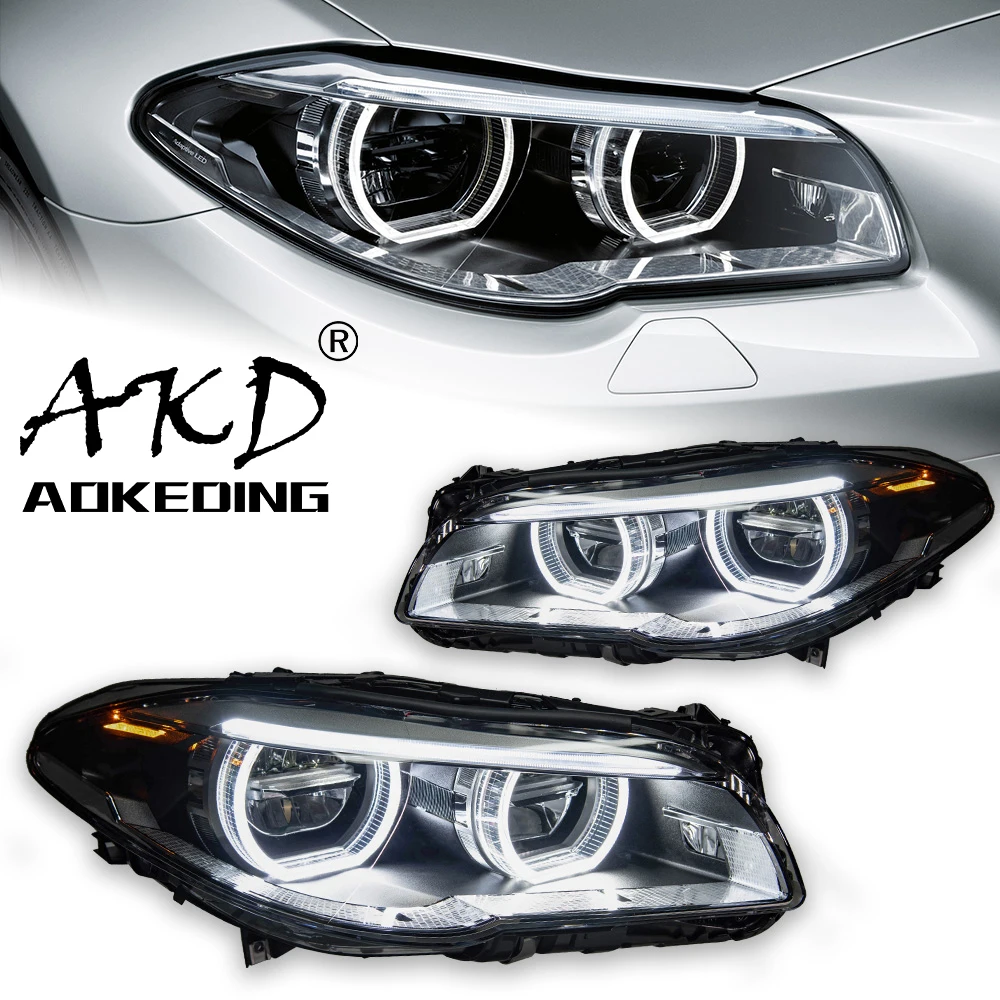 AKD-Lampe frontale de style de voiture pour BMW F10, lumières de sauna à LED, 2010-2017, 520i, 525i, 530i, F18, lentille de budgétaire DRL, accessoires automobiles