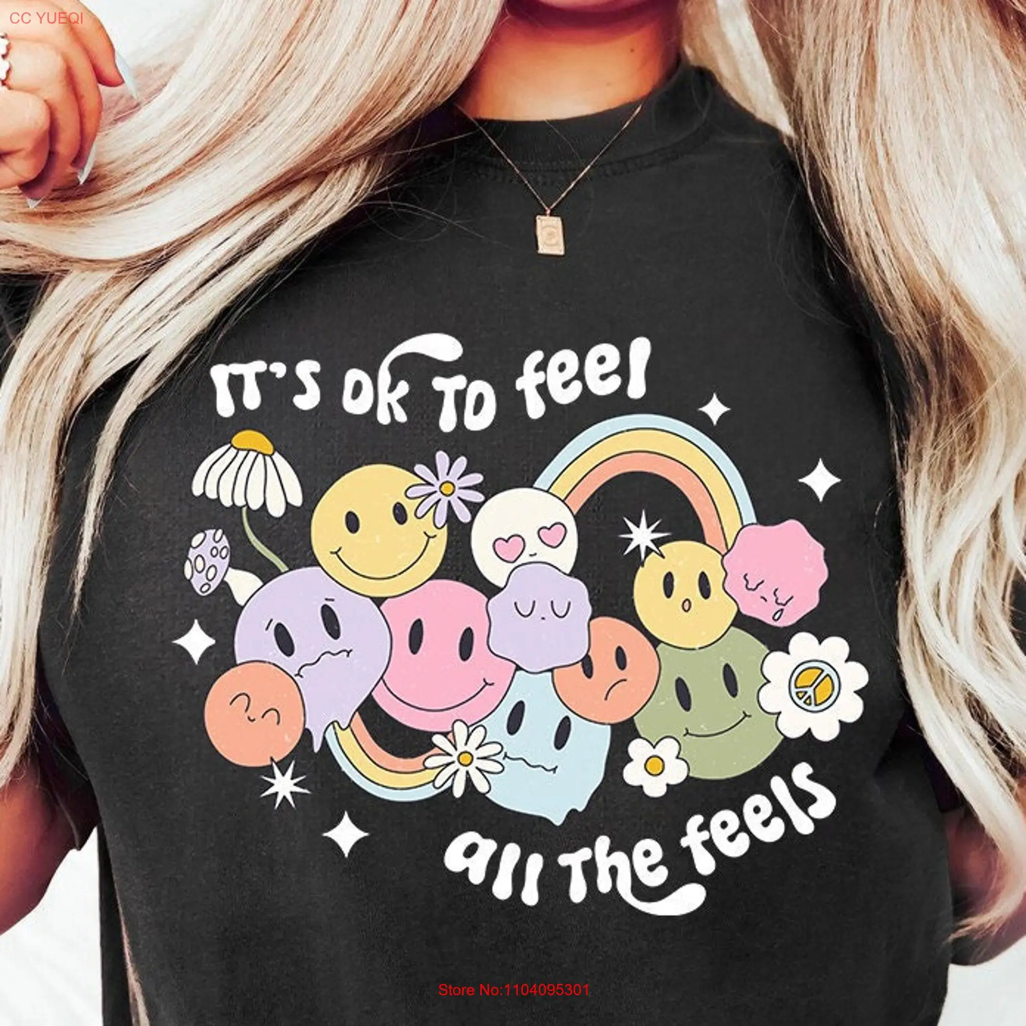 It's Okay To Feel All The Feels T Shirt Self Love Therapy Mental Health Matters School PsychologisT long or short sleeves