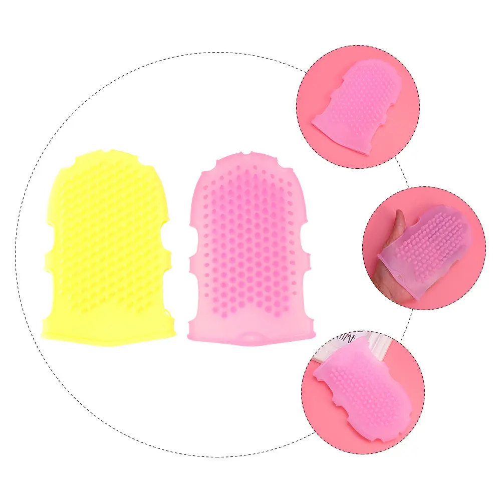 

2pcs Exfoliating Gloves Silicone Stretchable Scrubbing Scrubbing Shower Glove Mitt For Body Shower Dead Skin Removal Tool