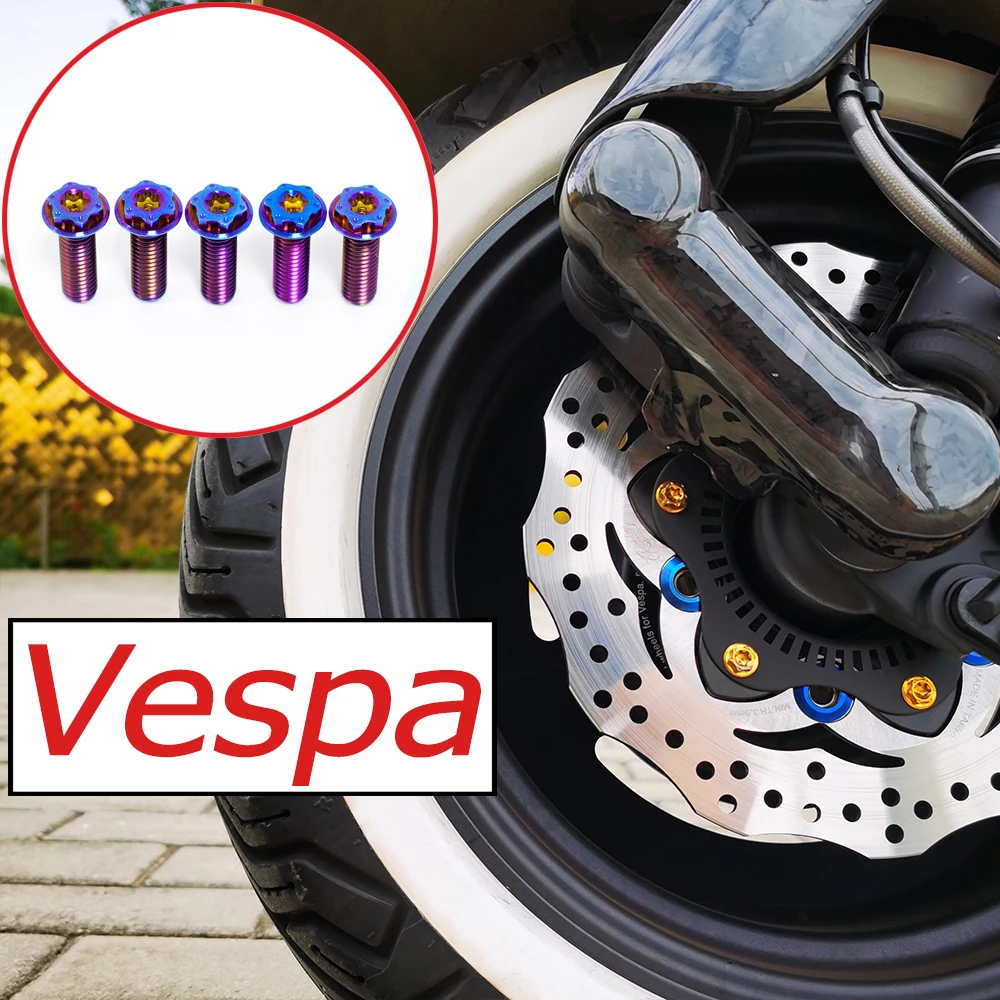 

FLAWLESSTI Gr5 Titanium Bolts Front Brake Disc Bolts M6 For Vespa Sprint Primavera S 150 GTS GTV 300