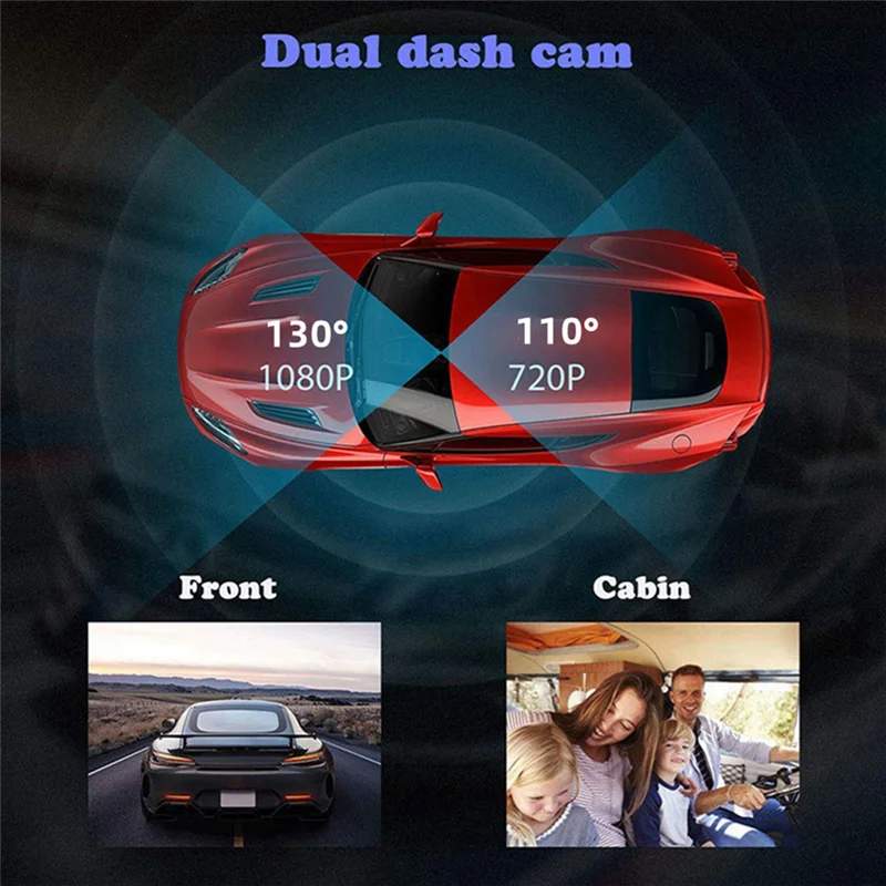 3 Channel Car DVR Camera , 1080P Dash Camera 3 Way Car Camera with IR Night Vision, Loop Recording, Parking Monitor