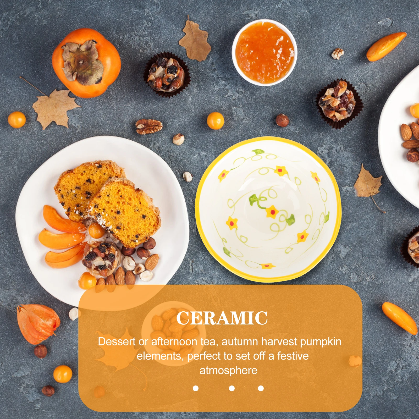 

Ceramic Pumpkin Bowl Delicate Design Fruit Food Dessert Storage Suitable Home Hotel Cafe Buffet Long Term Usage