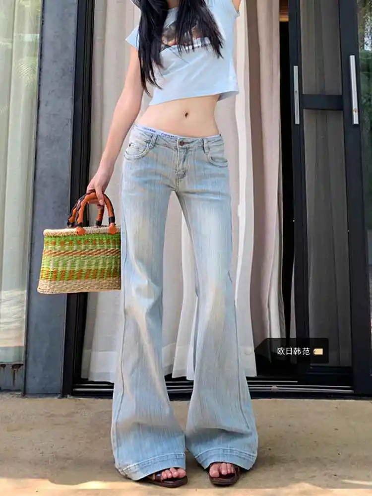 

Blue Women's Jeans Hip-hop Fashion Vintage Streetwear Y2K Wide Leg Straight Jean High Waist Trouser Classic Baggy Denim Pants