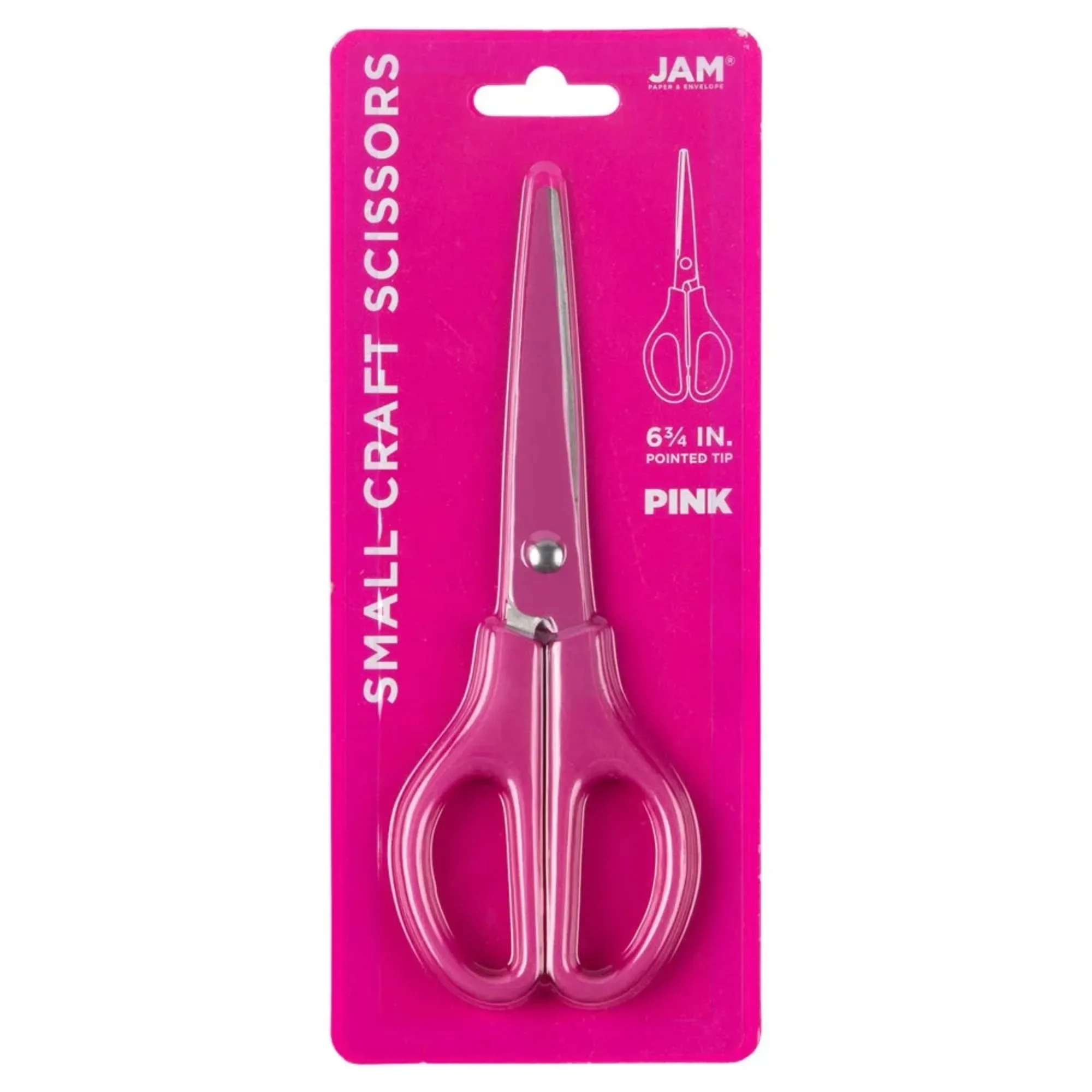 JAM Paper Arts & Crafts Scissors, 6 3/4 in, Fuchsia Pink, Ergonomic Handle & Stainless Steel Pointed Tip Blades, 1 Pack