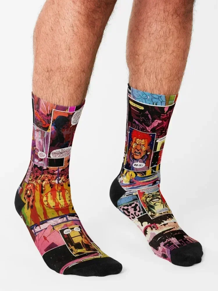 Watchmen Panel Collage Socks أنيمي الرياضة الملونة الرجال الجوارب الفاخرة العلامة التجارية النسائية