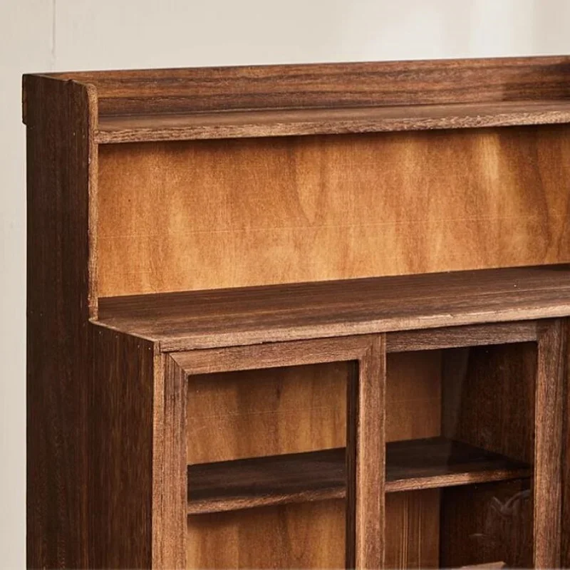 Solid Wood Wooden Countertop Cabinet With Doors And Shelves Tea Set Organizer Kitchen Pantry Cabinet Water Cup Storage Rack