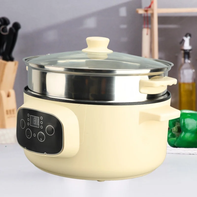 multi-functional-26cm-electric-cooker-pot-temperature-control-anti-dry-burn-smart-reservation-khaki