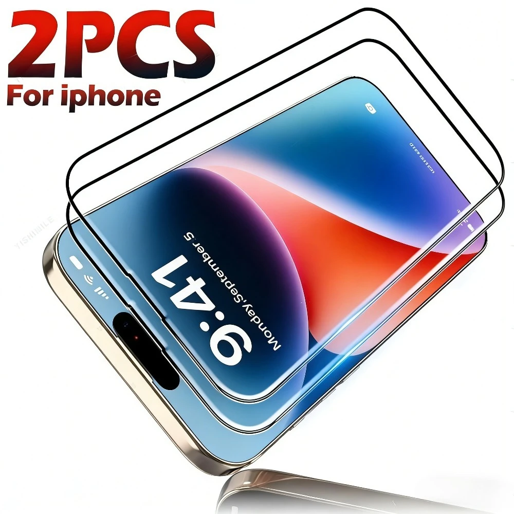

2Pcs High Clear Screen Protector for iPhone 17 16 15 14 Pro Air 17e 16e 13 12 11 Pro Mini 15 14 Plus 9H Hardness Tempered Glass