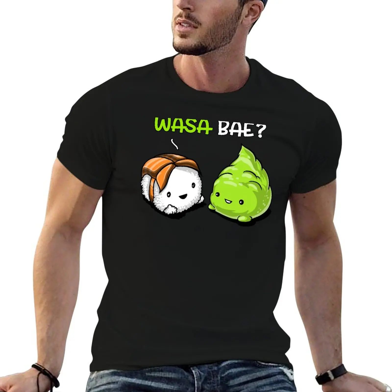 Sushi Wasabi Wasa Bae T-Shirt Herren-T-Shirts, grafische T-Shirts für Herren, Baumwoll-T-Shirt-Pack, T-Shirt