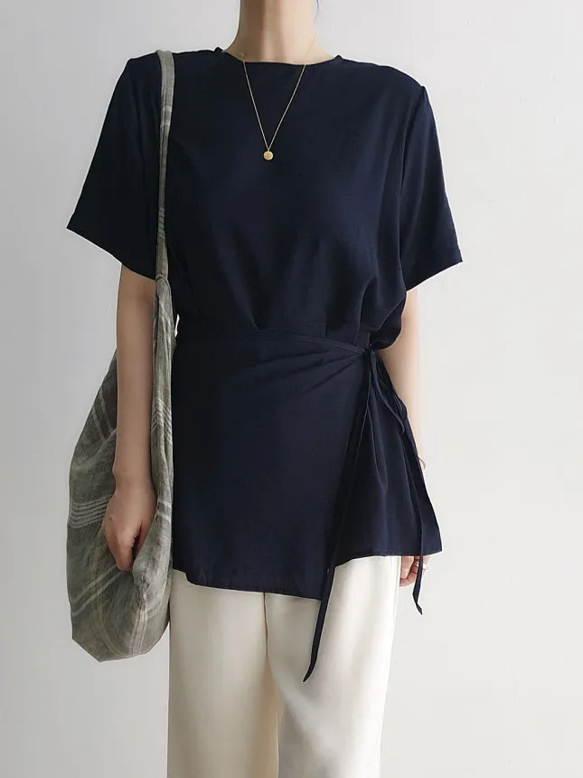 

Loose ort Sve irt Dr Women's Korean Sle New Summer Faion Multi-Purpose Top Fem Clothing Basic White