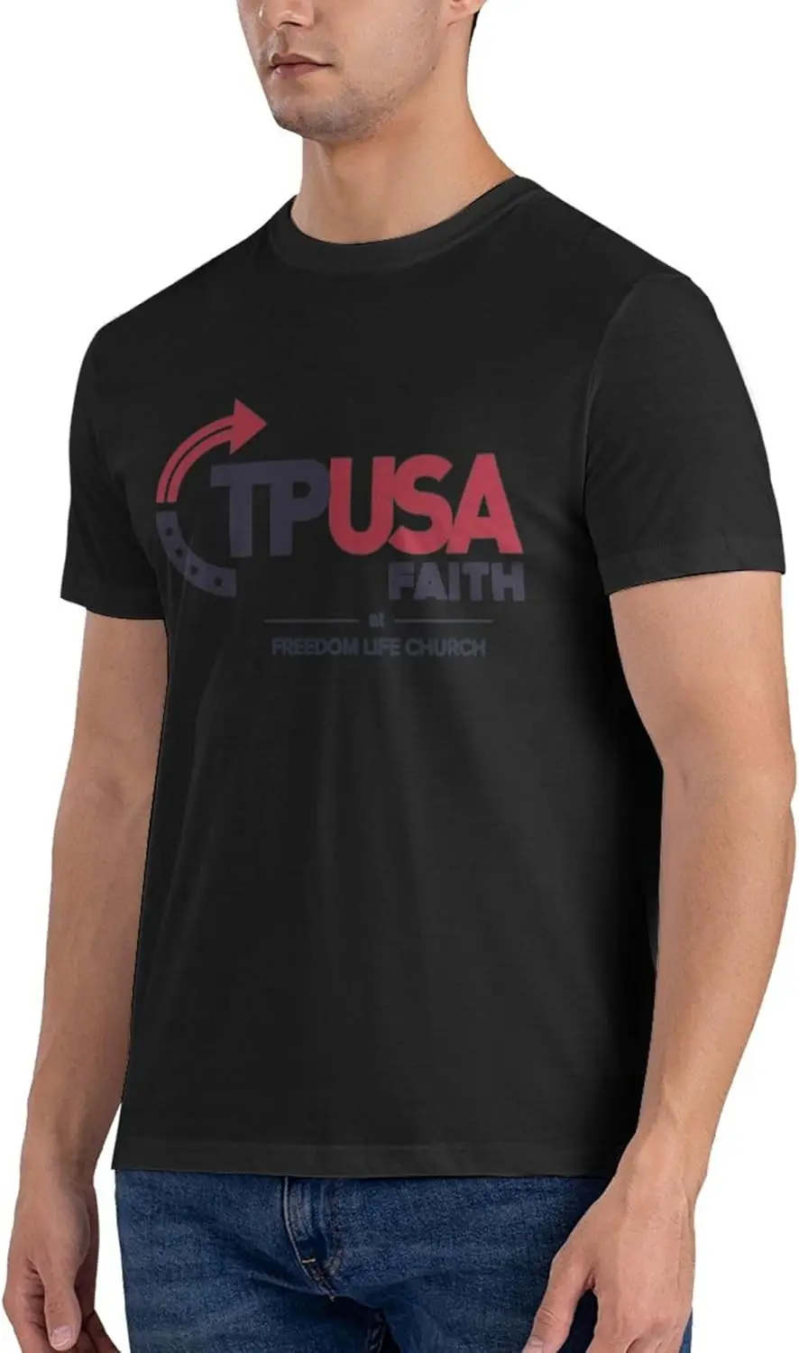 เสื้อยืดคอกลมผ้าฝ้าย Turning Point USA Tpusa Freedom Life ทรงคลาสสิค สีดำ