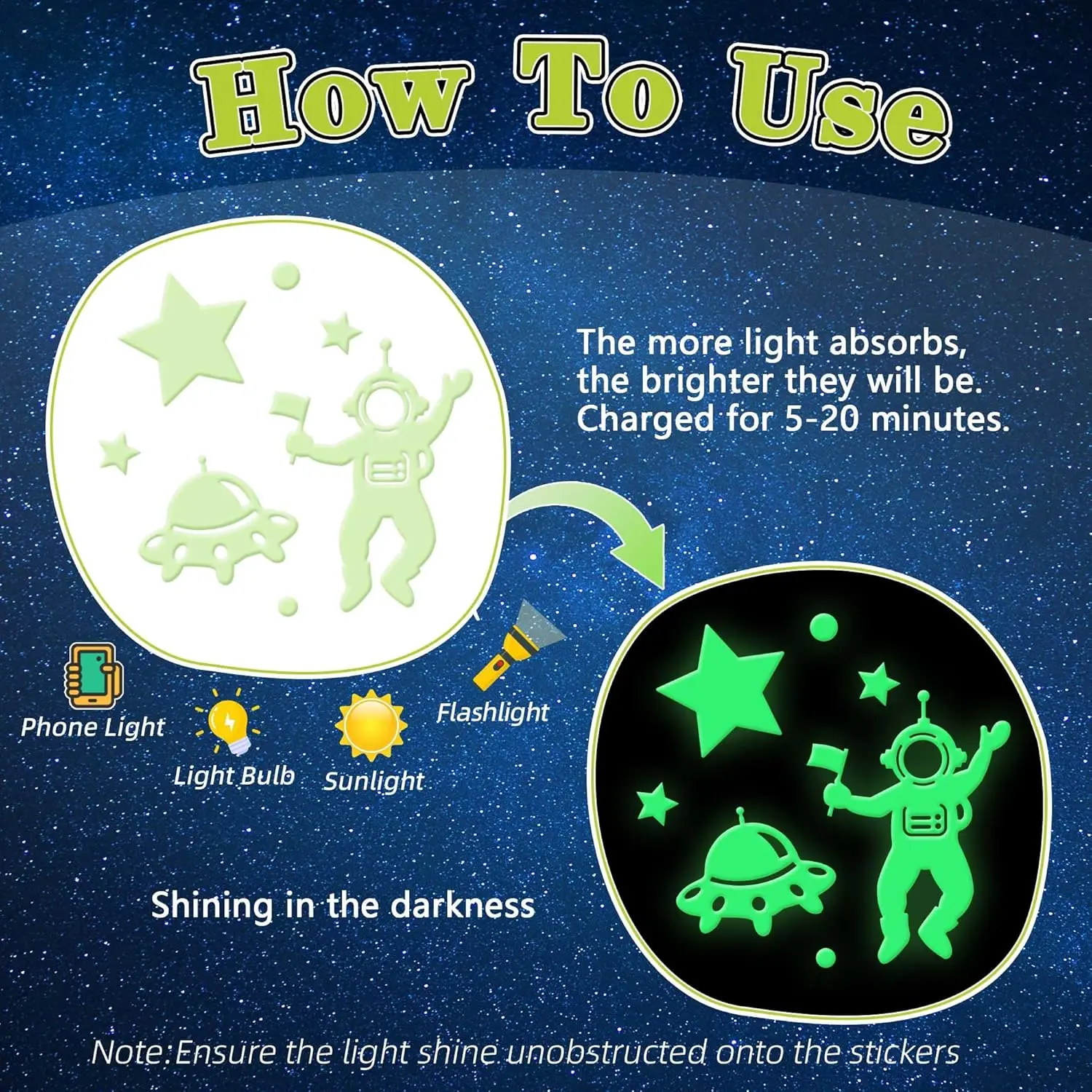 556PCS Glow in The Dark Stars for Ceiling, 3D Glow in The Dark Space Galaxy Stickers Astronaut Rocket Planet Dots Stars