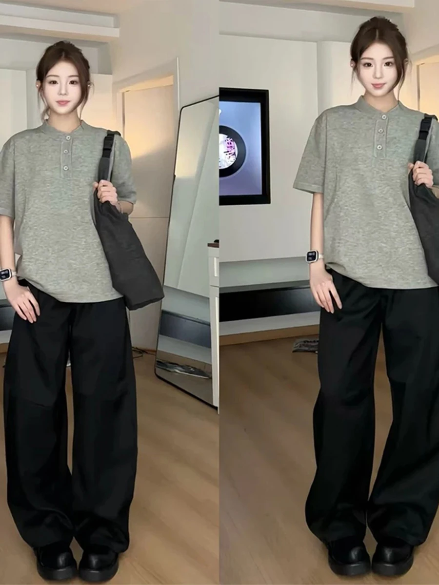 

Мужские брюки Bla Wide Leg: весенне-осенние, свободные, струящиеся, повседневные, прямого кроя, из полиэстера, длинные, для подростков