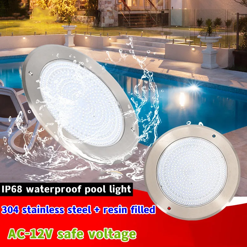 

304 stainless steel IP68 waterproof pool light underwater light AC12V-RGB remote control fountain water park lighting fixtures