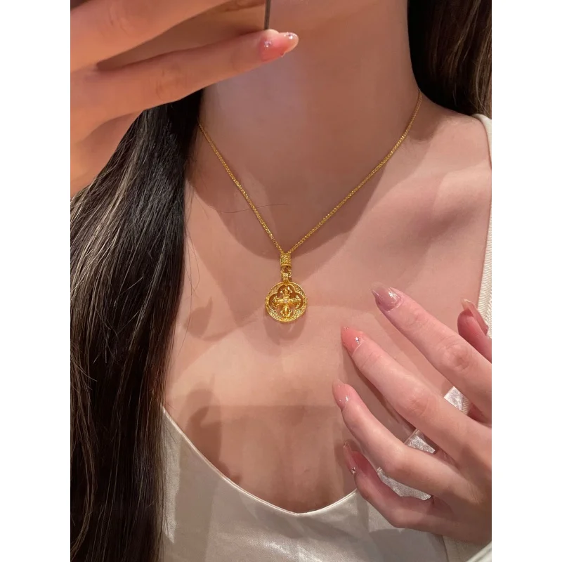 Women's Zircon Rotating Cross Necklace, Elegant Gift