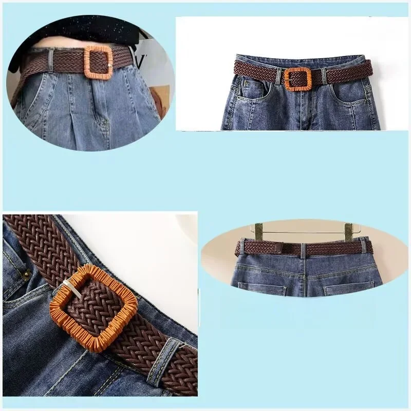 

Exquisite Belt High Waist Straight Leg Jeans Casual Style Vintage Process Thin Denim Summer Cool Sensation Large Size