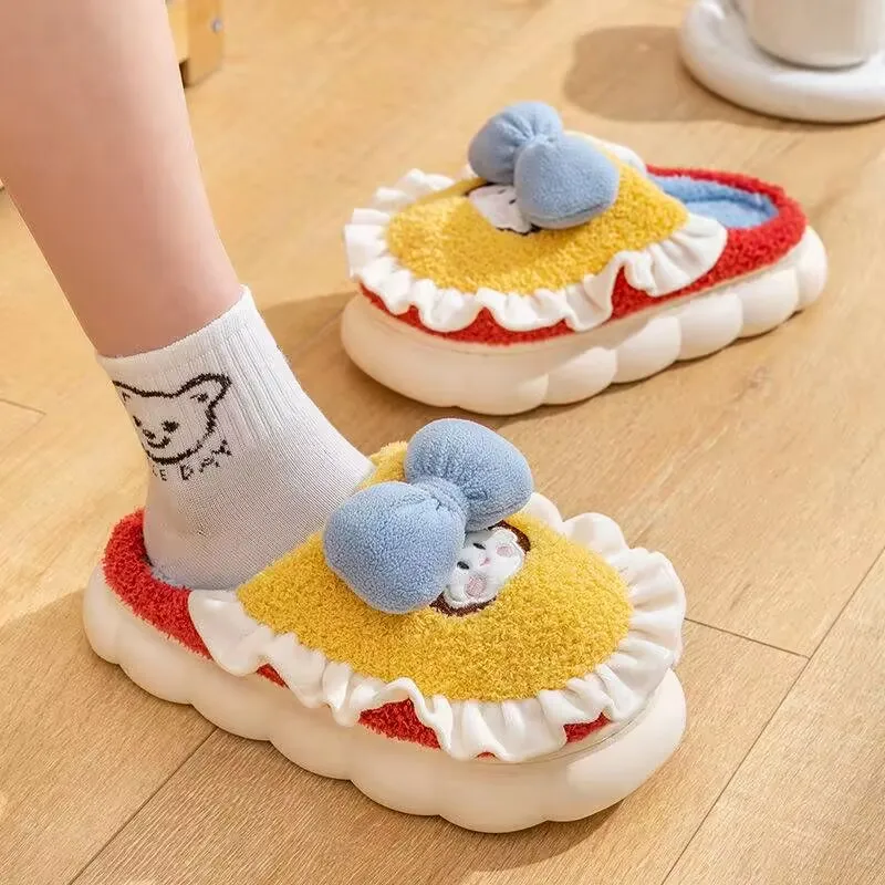 2024 Winter Warm Thick Cotton Slippers Cute Innovative Cartoon Plus Velvet Quiet Comfortable Non-Slip Personality Slippers