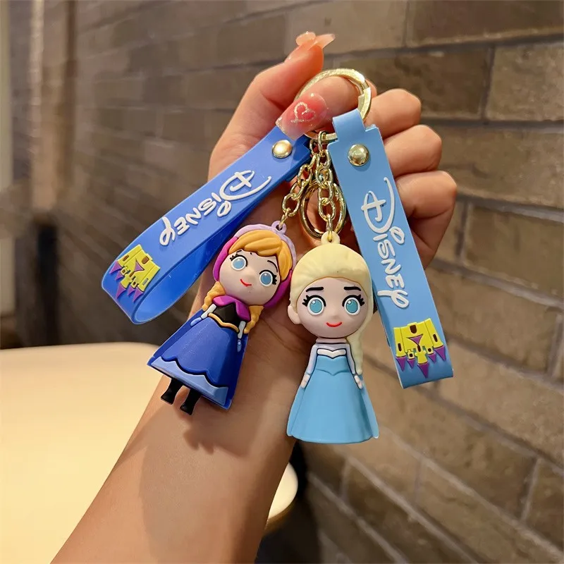 Cartoon Anime Princess Mermaid Frozen Pendant Keychains Car Key Chain Key Ring Phone Bag Hanging Jewelry Kids Gifts