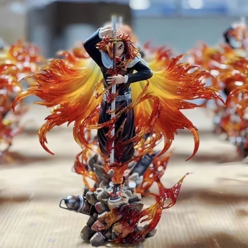 ฟิกเกอร์อนิเมะดาบพิฆาตอสูร เร็นโกคุ เคียวจูโร่ ขนาด 30 ซม. โมเดลเสาไฟ ฮาชิระ วัสดุ PVC ของสะสมตั้งโต๊ะ ของขวัญวันเกิด