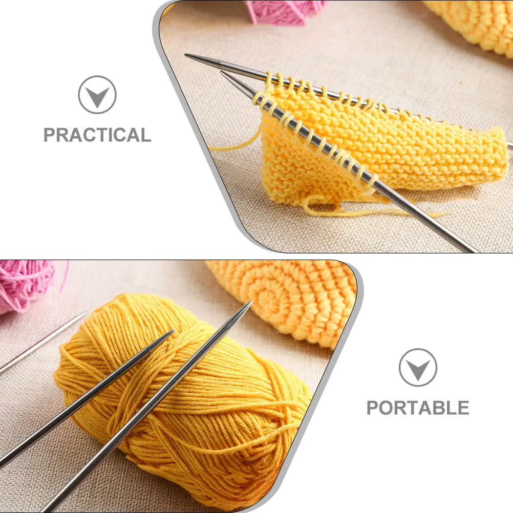 35 Pcs Knitting Needle Set 20cm Double Pointed Stainless Steel Needles Sweater Hat Scarf Dress Pet Clothes DIY Crochet Yarn