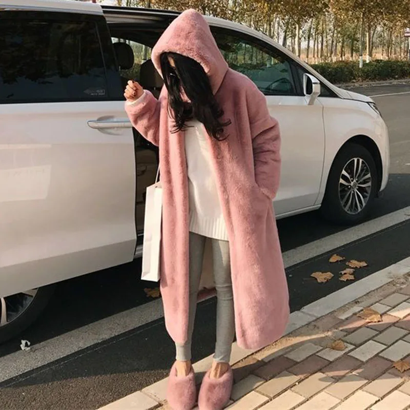 Voor Jas Imitatie Rex Konijnenbont Vrouwen Vossenbontjas H462 2025 Nieuwe Winter Warme Bontjas Met Capuchon Faux Temperament Elegantie Vrouwen