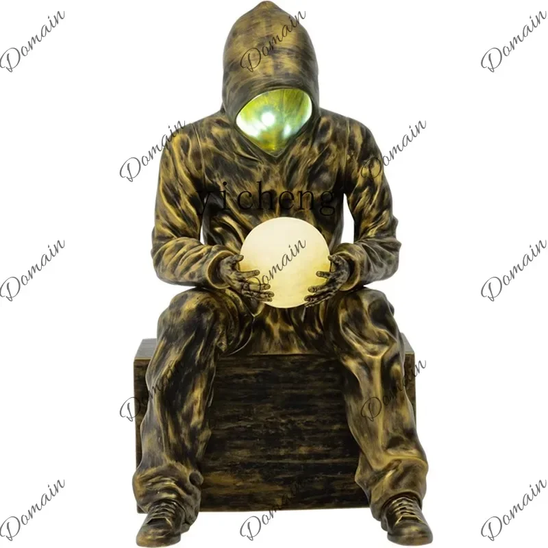 NWU ZYA Creative Humanoid Art Sculpture Electroplating Sitting Ornament Window Decoration Opening Bar D
