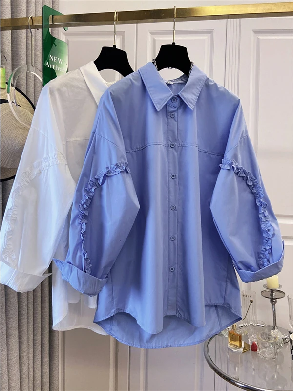 فضفاضة تناسب طويلة Sve irt المرأة قسط يشعر الخشب آين لصق Svel irt عارضة Sle لون نقي عارضة المشهد #3