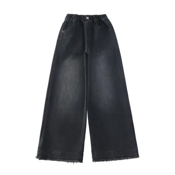 New Trendy Baby Clothes Long Straight Leg Jeans Pants Korean Loose Fit Straight Leg Trousers Boys Girls 5